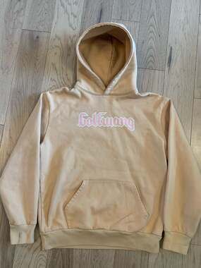 Golf Wang Old English Gothic Script Logo Hoodie Tan Size L